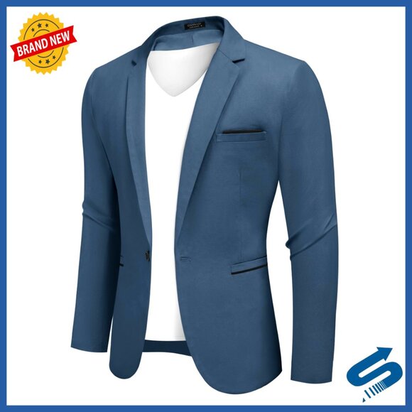 Slim Fit Cotton Blazer Sport Coat Casual Lightweight Suit Jacket Men's